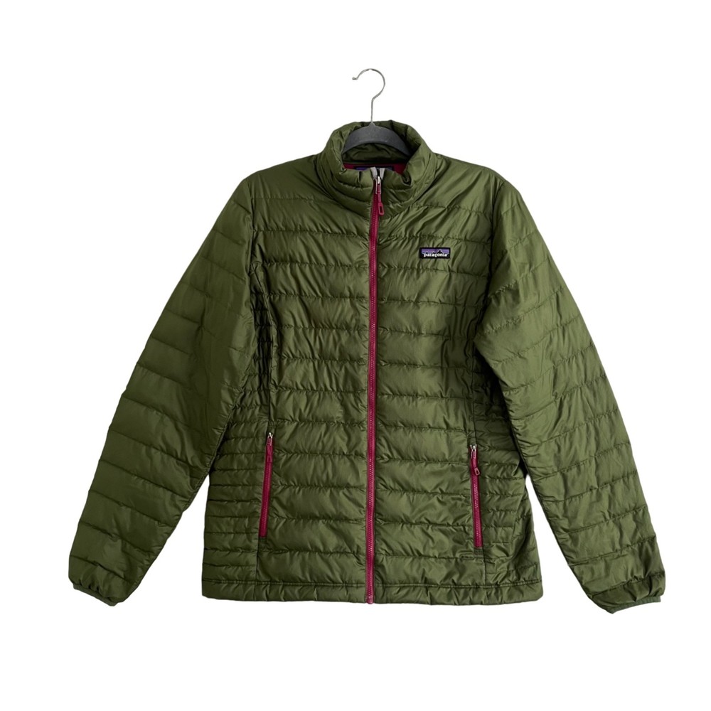 Patagonia Womens Nano Puff Jacket Size Large Green Pink